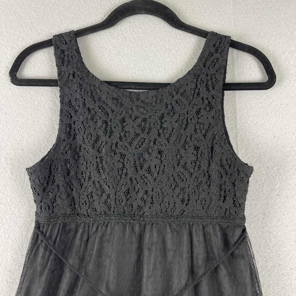 Whimsigoth Fairy Witchy Dress Womens Medium Black Lace Sheer Ruffle Goth Grunge - Picture 14 of 16